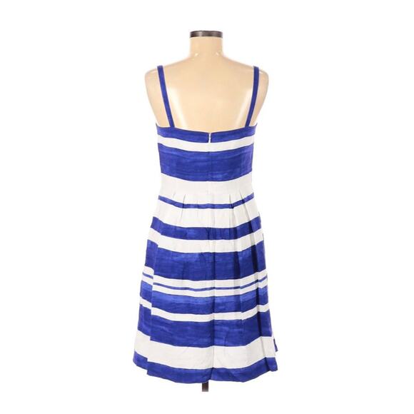 LOFT Stripe Flare A Line Dress Blue Nautical Pleat - Picture 2 of 9